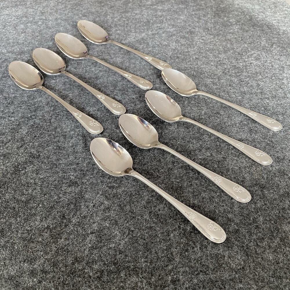 Oneida Northland Stainless Steel Devon Floral Small Spoons 6” Set Of 8